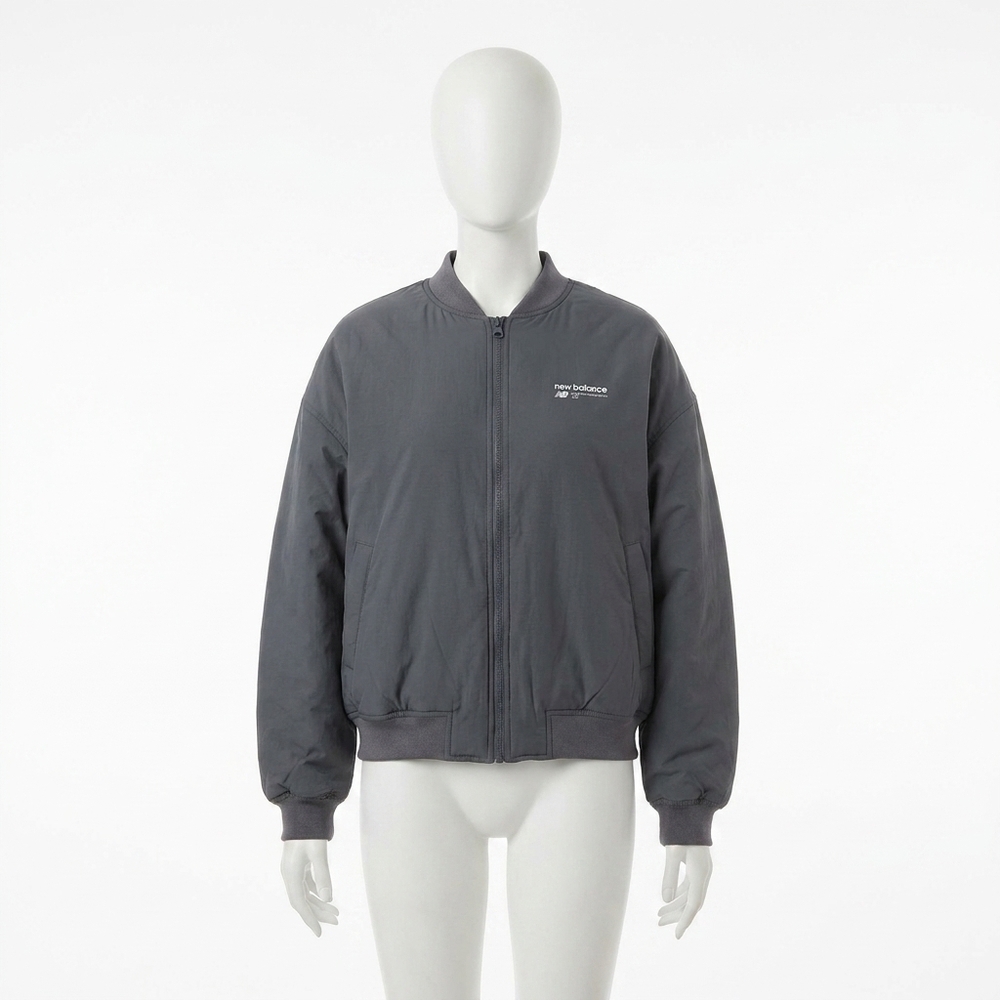 NEW NEW BALANCE women's woven bomber jacket in graphite